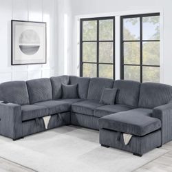 Corduroy Sectional Sleeper With Storage 
