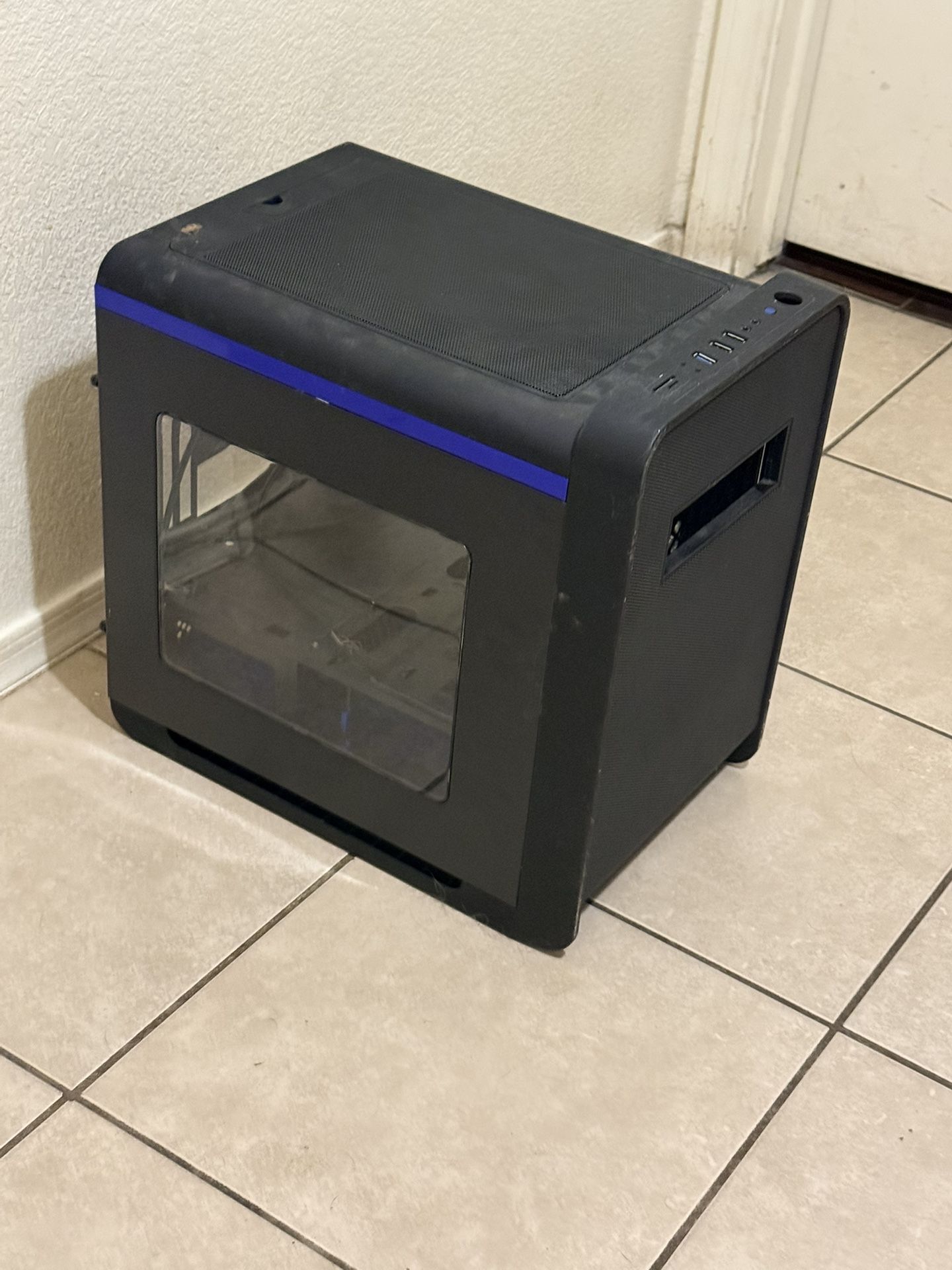 Black Metal PC Computer Case Shell (LxWxH: 10.5” x 16” x 16”)
