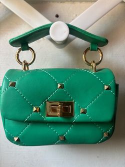 Green Mini Handbag with Gold Studs