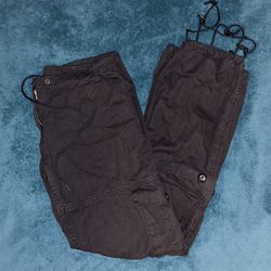 Black wide leg drawstring cargo 90’s y2k military utility pocket baggy parachute pants