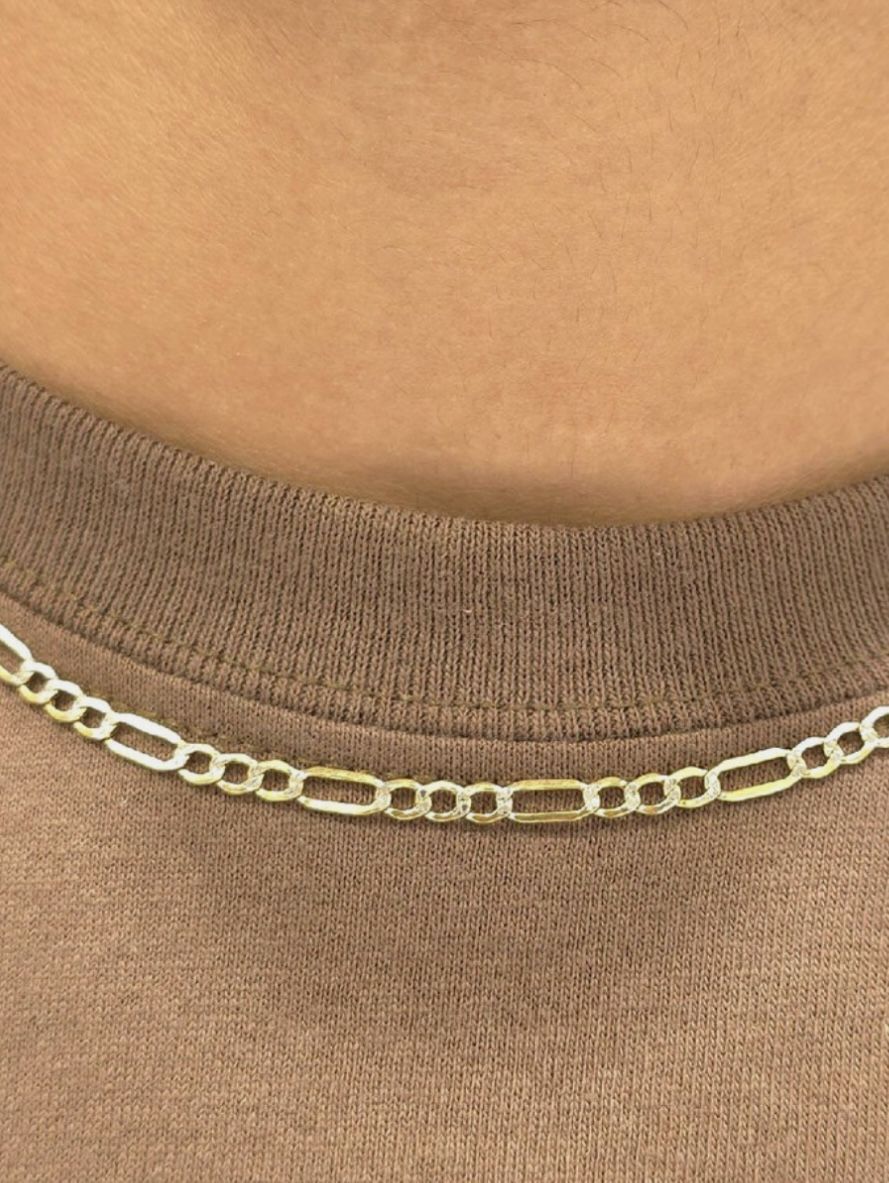 10K Yellow Gold Diamond 💎 Cut Figaro Link Unisex Chain