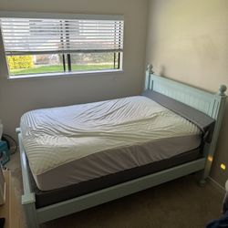 Full Size Wood Bed Frame and Mattress