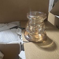 Gold Glass Candlestick Holders
