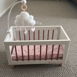 American Girl doll Crib With Mobile And Mattress