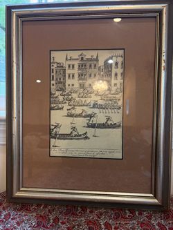 Framed Venetian Engraving Print by Giacomo Franco