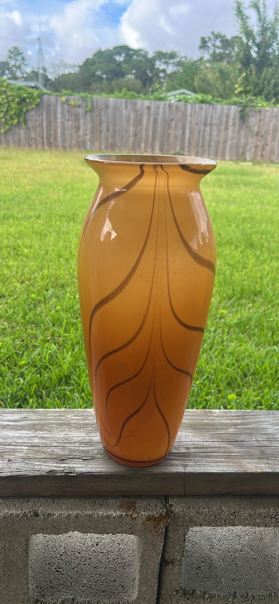 yellow Gold 20 Inch Tall Glass Vase