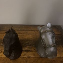 Pewter and Leather Horse Decor