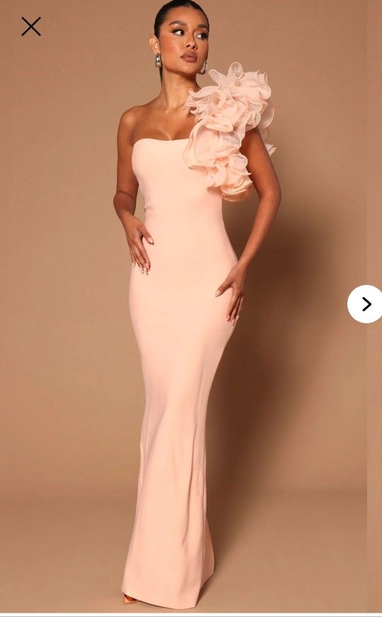 Peach Ruffled Bandage Maxi Dress