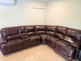 Brown Leather Reclining Sectional Sofa