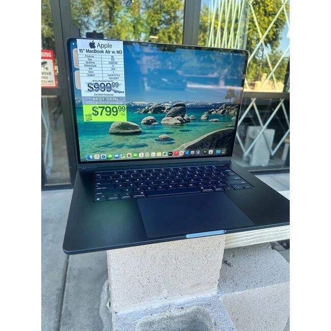 15" MacBook Air Retina M3 8GB Ram 256GB SSD 2024