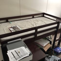 Twin Bed And Frame With Sliding Desk