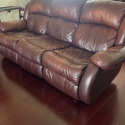 Leather Sofa With Recliners X 2 