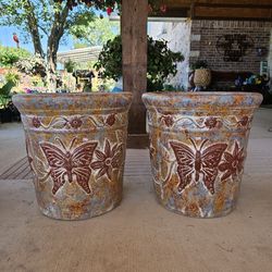 XL Butterfly Clay Pots . (Planters) Plants, Pottery, Talavera $100 cada una.