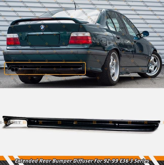 M3 STYLE UNPAINTED BLACK ADD-ON REAR BUMPER DIFFUSER FOR 92-99 BMW E36 3 SERIES 