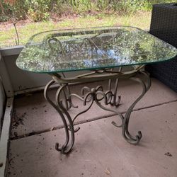 Glass Top Metal Side Table 