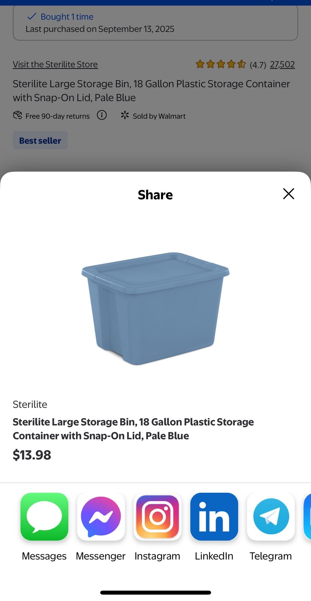 New Sterilite Large Storage Bins, 18 Gallon
