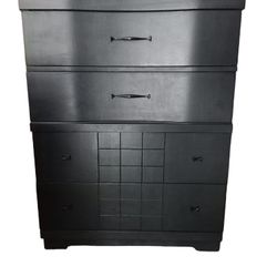 Black All Wood Dresser - Chest Of Drawers