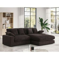 Corduroy living room sectional sofa