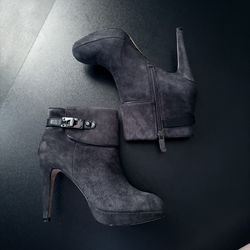 Vero Cuoio stiletto heeled booties Suede Gray Size 6 platform 