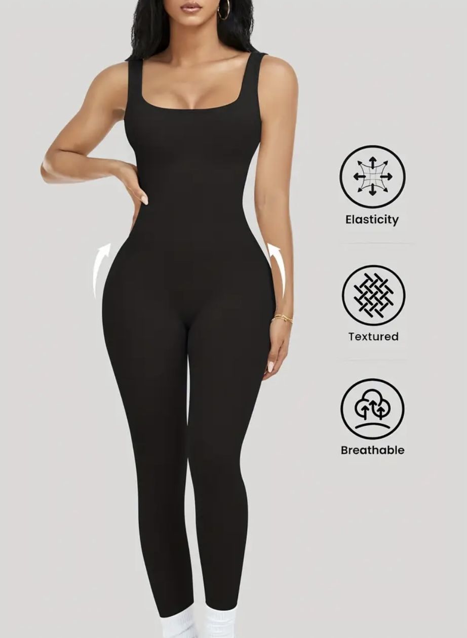 β¨πͺ Womenβs Sleeveless Square Collar Jumpsuit β comes W/3pcs β Stretchy & Comfortable π€