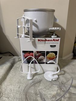 KitchenAid Ice Cream Frozen Sorbet Maker Stand Mixer + Dough Hook Flat Beater Paddle + SPLASH GUARD