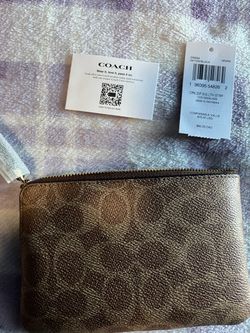 Coach Signature Zip Wristlet Tan/Black
