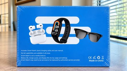 NEW SEALED 3-in-1 Smart Bracelet + Smart Glasses + Wireless Earbuds