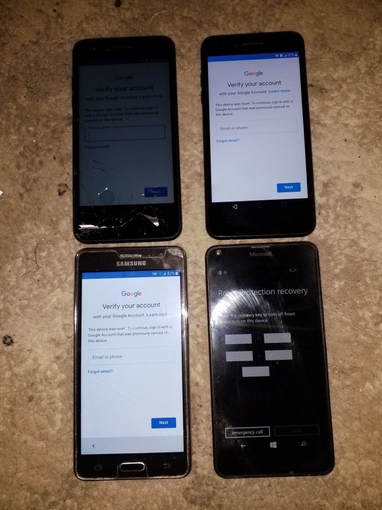 4 GOOGLE LOCKED PHONES FOR SALE $20 EACH