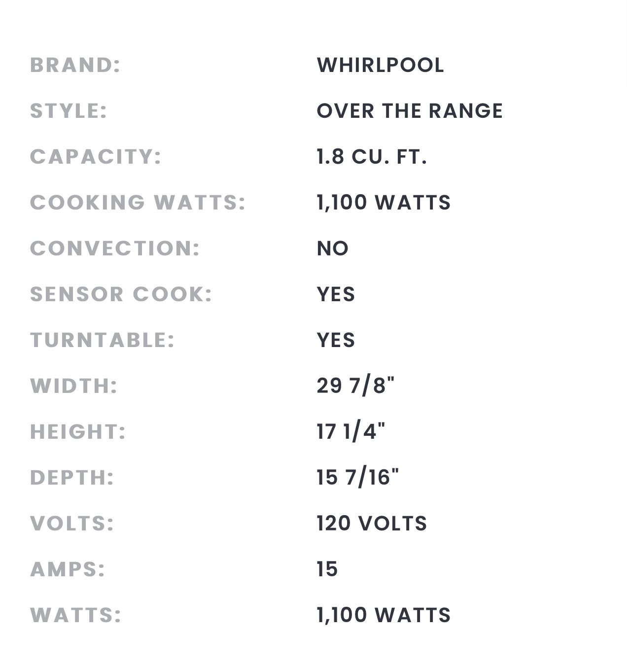 Whirlpool Gold Microwave Hood Combination w/Instant Defrost and 1.8