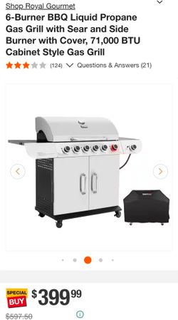 6 Burner Propane Gas Grill With Side Burner