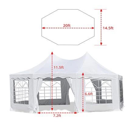 20' X 14.5' OCTAGONAL PARTY TENT-WHITE