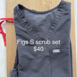 Figs Charcoal Size S Scrub Set