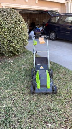Green works electric lawnmower. Excellent condition works perfect.
