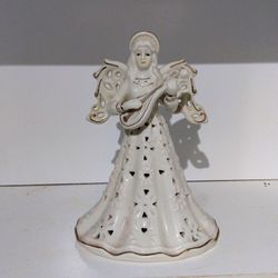  Angel Figurine Decoration Cream With Gold Accents  Porcelain 8 Inch Tall