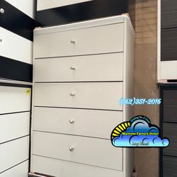 White Wood 5 Drawer Chest  Dresser Fully Sedenbleebi