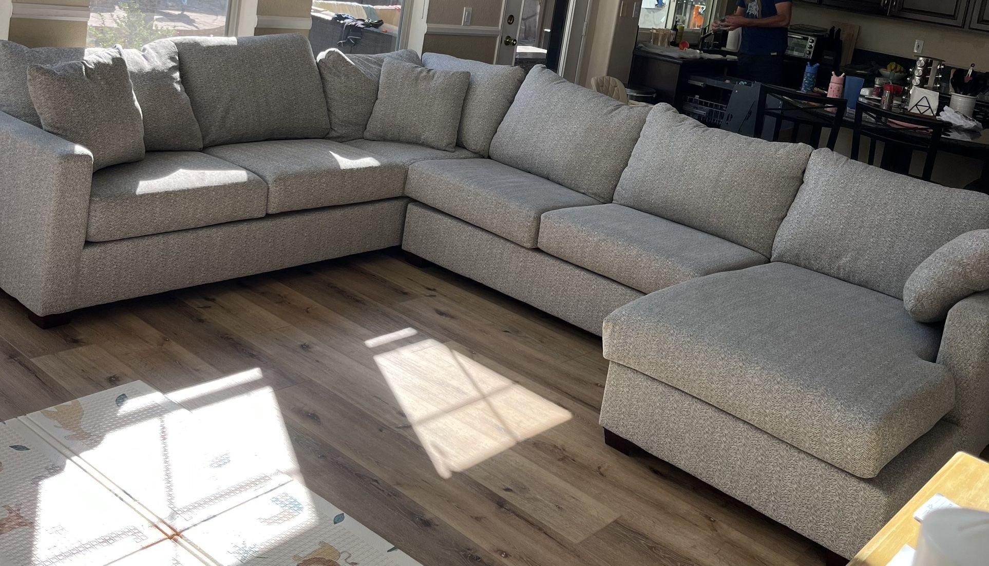Ashfield Tux Sofa Chaise Sectional in Ashfield Granite, Right Facing