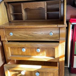 Roll top desk w/three drawers  