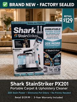 NEW Shark StainStriker PX201 Portable Carpet Upholstery Pet Stain Cleaner