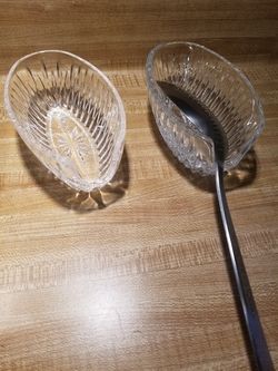 Set of 2 Princess House crystal spoon and fork holder