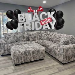 Viral XL Corduroy Sofa Sectional + Ottoman Set - Free Delivery Promo 