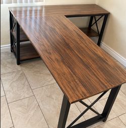 L-Shaped Computer Desk with Shelves