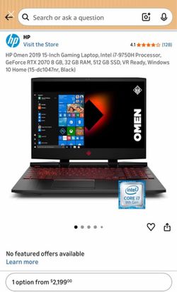HP Omen Gaming Laptop 32GB RAM RTX 2070 $500 OBO