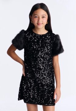 New lil girls Black Sequin Dress