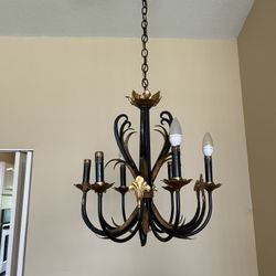 Iron And Gold Leaf Chandelier 