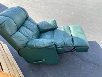 Green leather swivel recliner chair