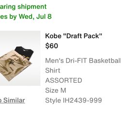 Nike Kobe Draft Pack 1996 T-Shirt(Blind Unopened) Size Medium
