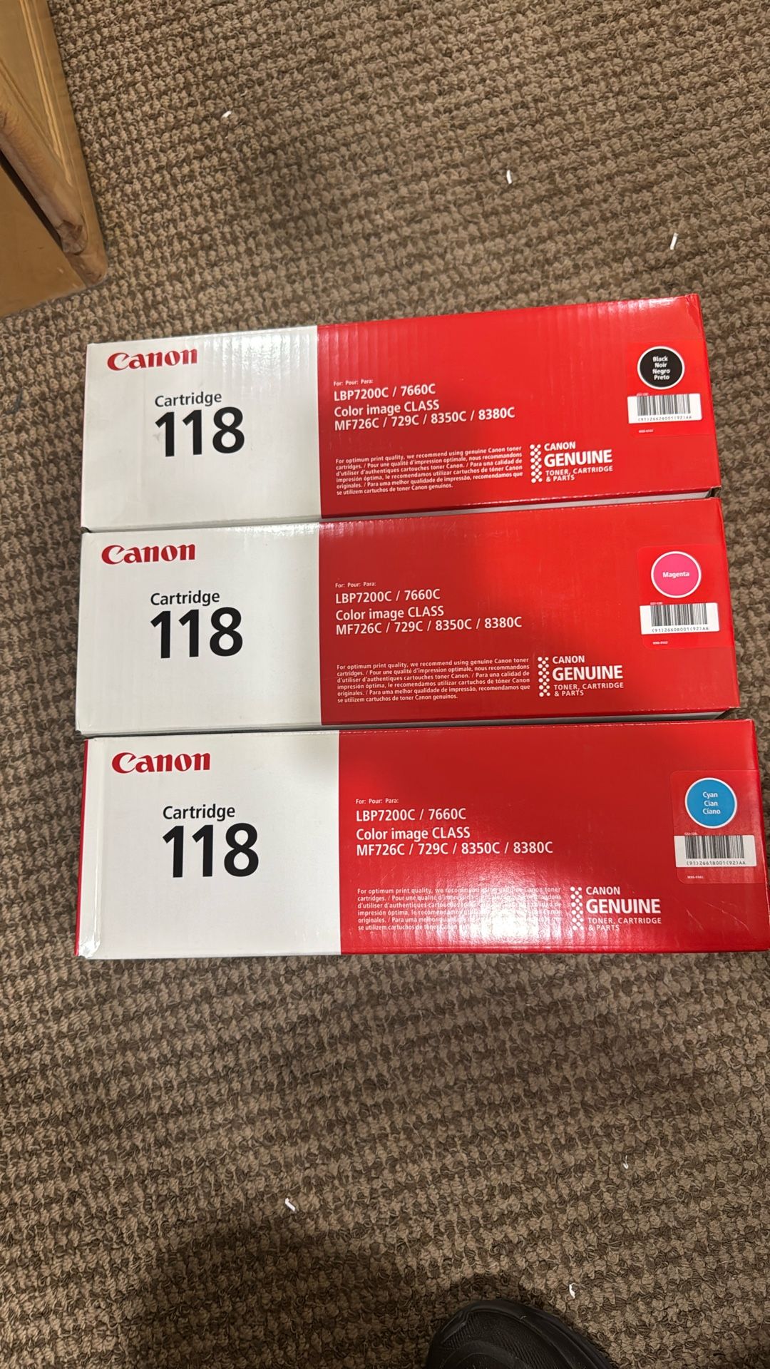 Canon 118 Black, Magenta, Cyan