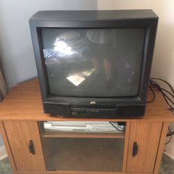 tv stand with tv and vcr