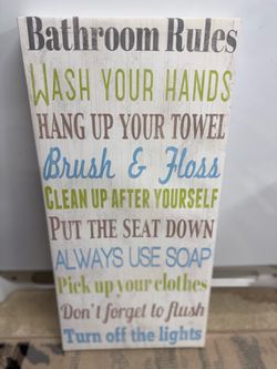 Bathroom Rules canvas