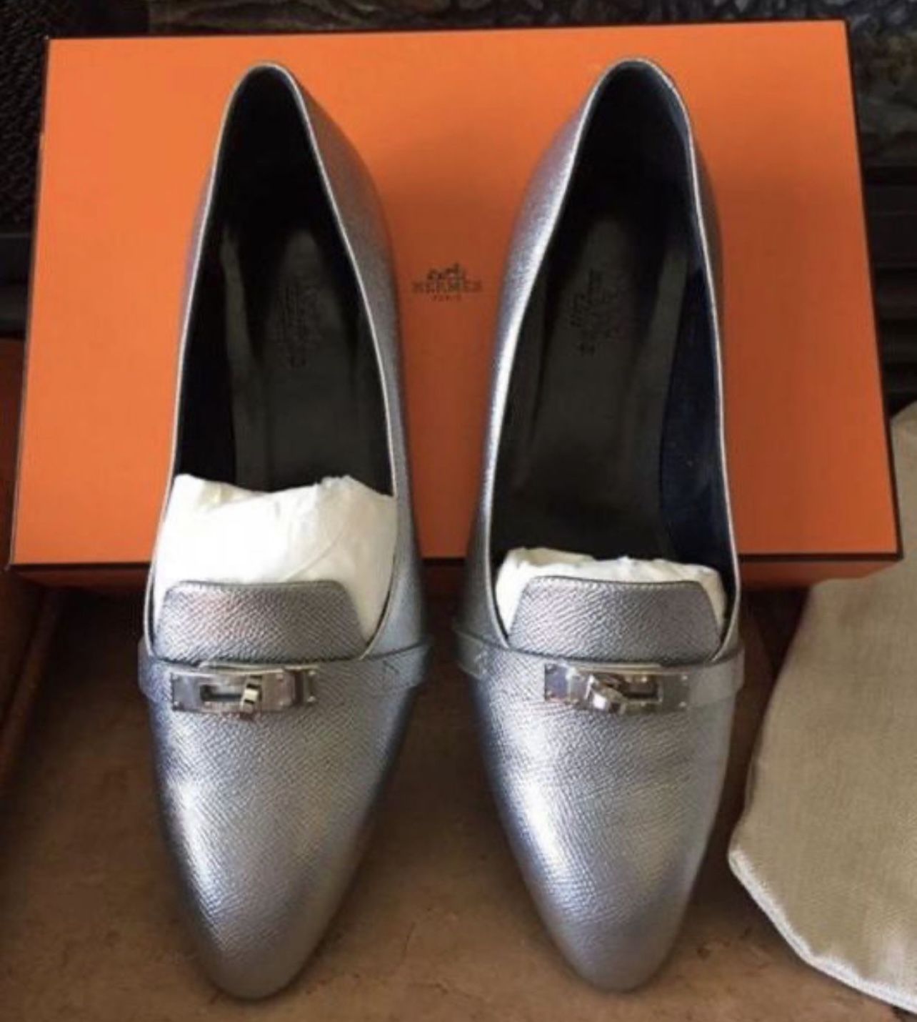 Authentic HERMES LOAFERS With Protective Shoe Bag And Box